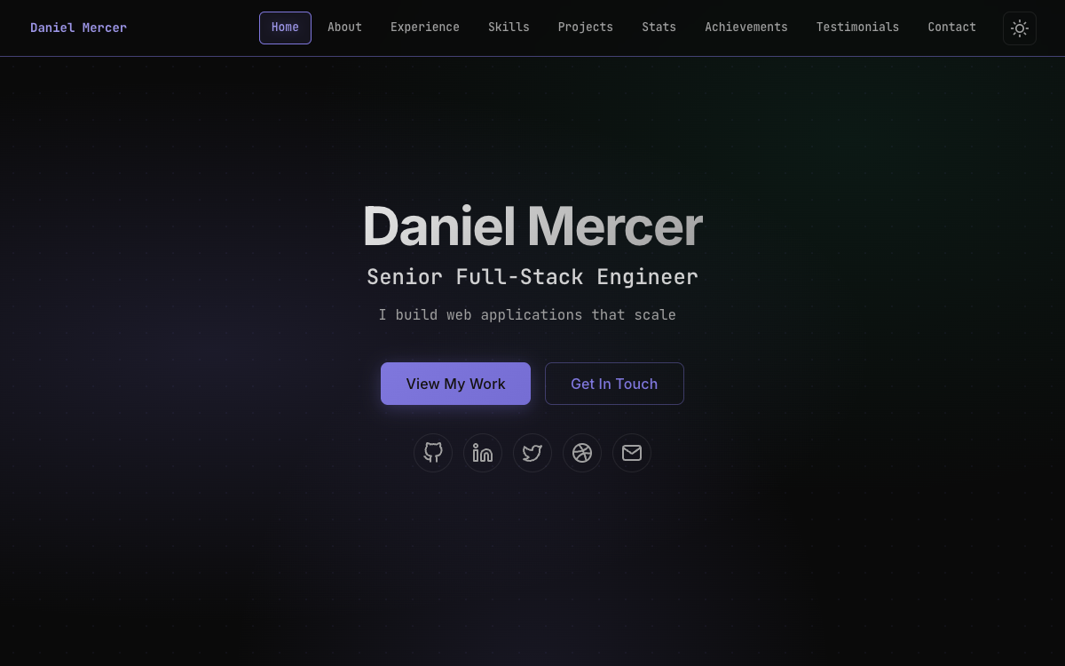 Developer Classic portfolio template preview