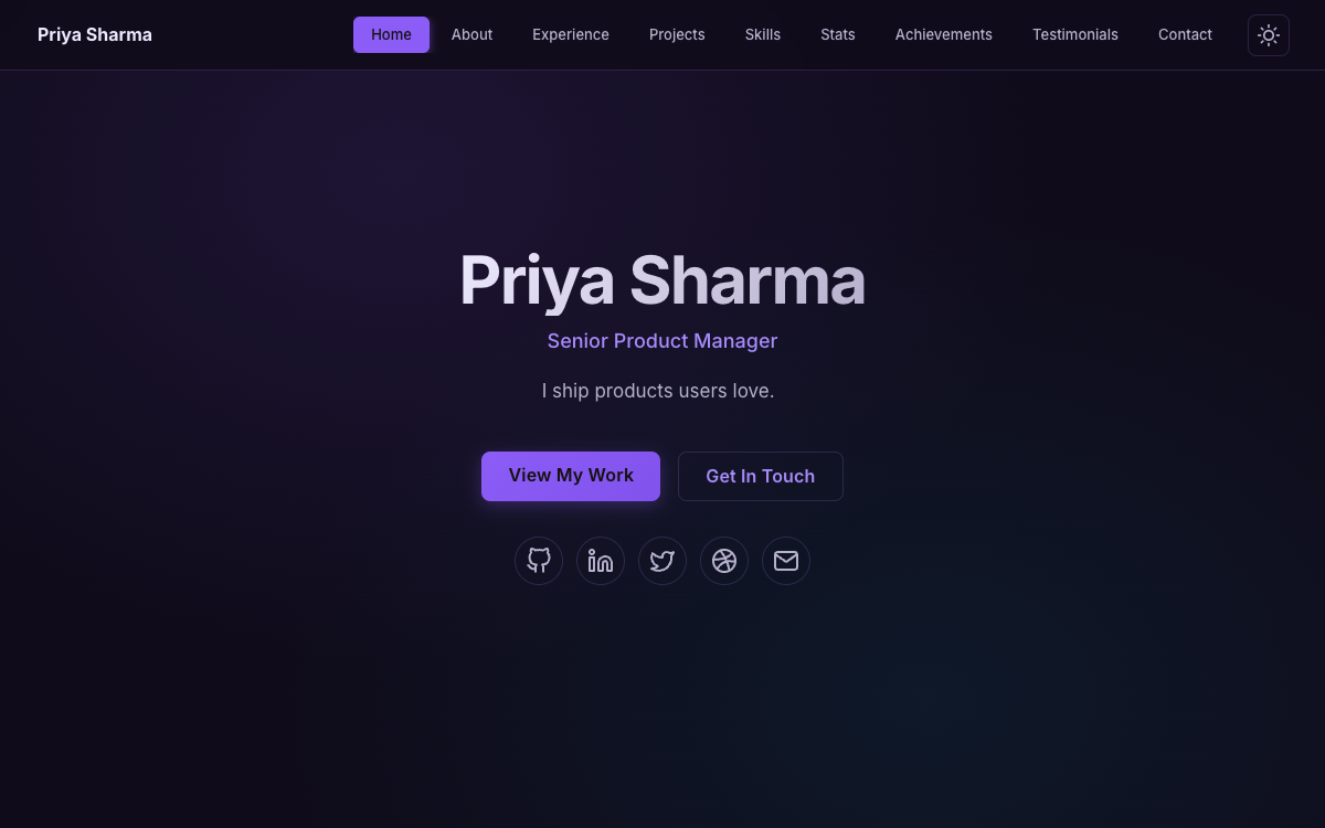 Product Manager portfolio template preview