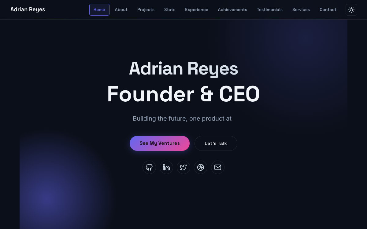 Startup Founder portfolio template preview