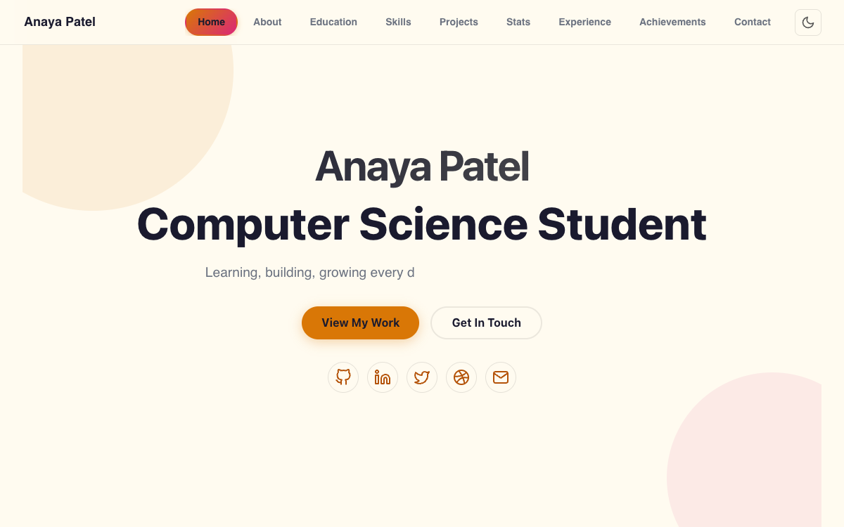 Student Fresh portfolio template preview