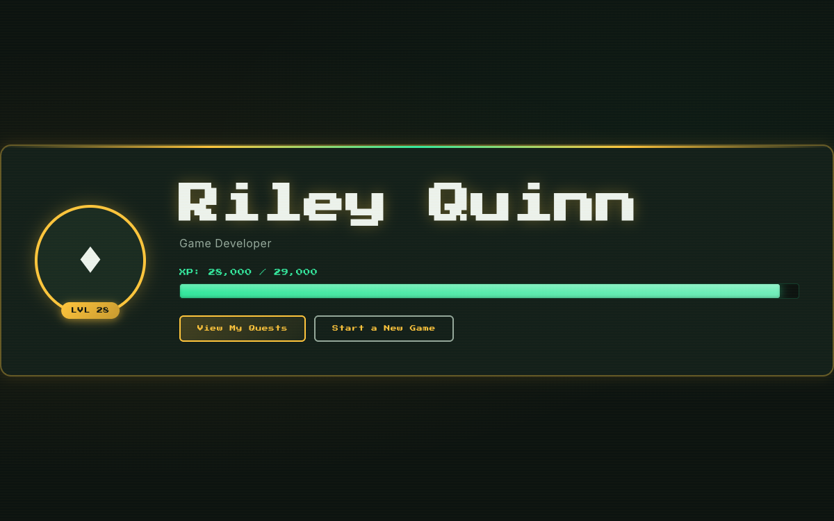 Gamified Quest portfolio template preview