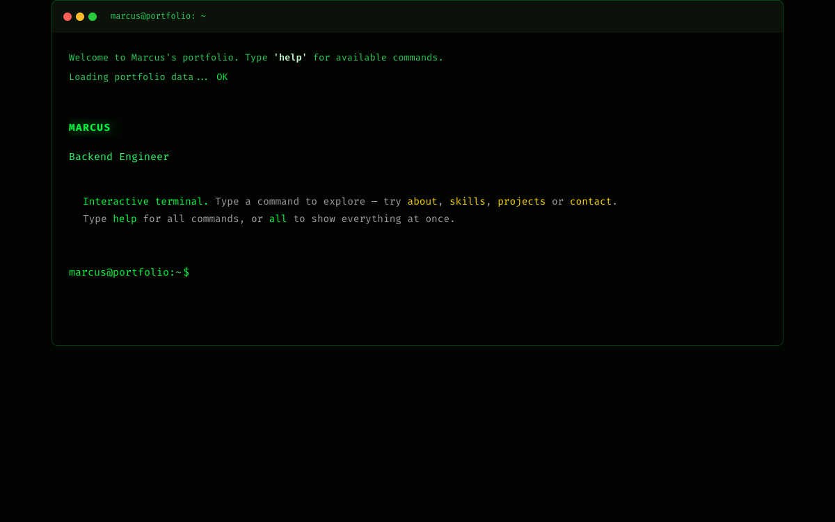 CLI Terminal portfolio template preview